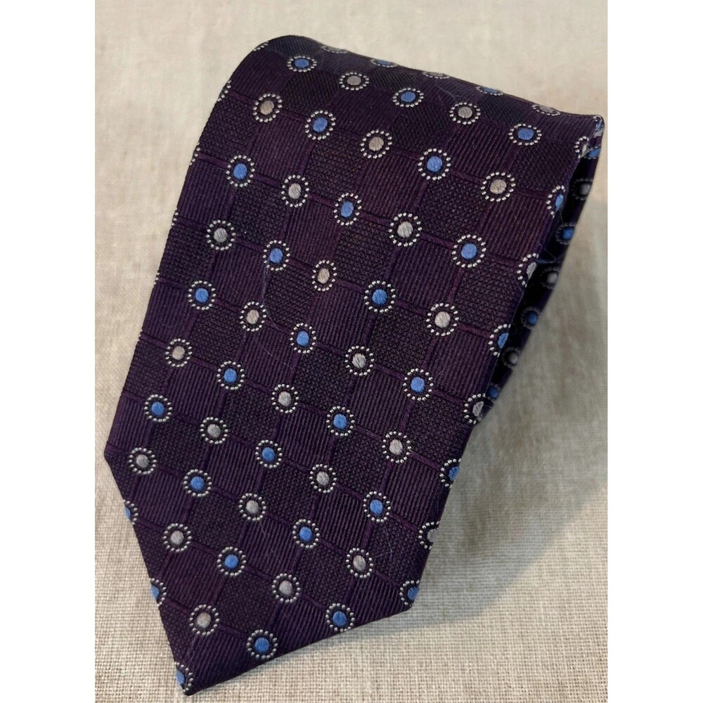 Jos. A. Bank Executive Collection Men's Necktie Purple w/Blue & Gray Geometric
